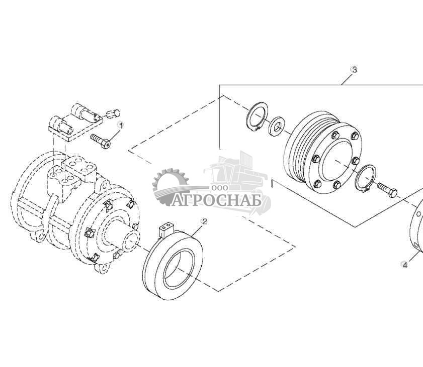 COMPRESSOR CLUTCH AND SERVICE VALVES (FOR R134A REFRIGERANT) 
